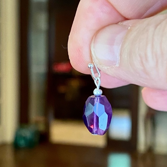 Amethyst nugget & faceted bead necklace + earrings - Picture 4 of 7